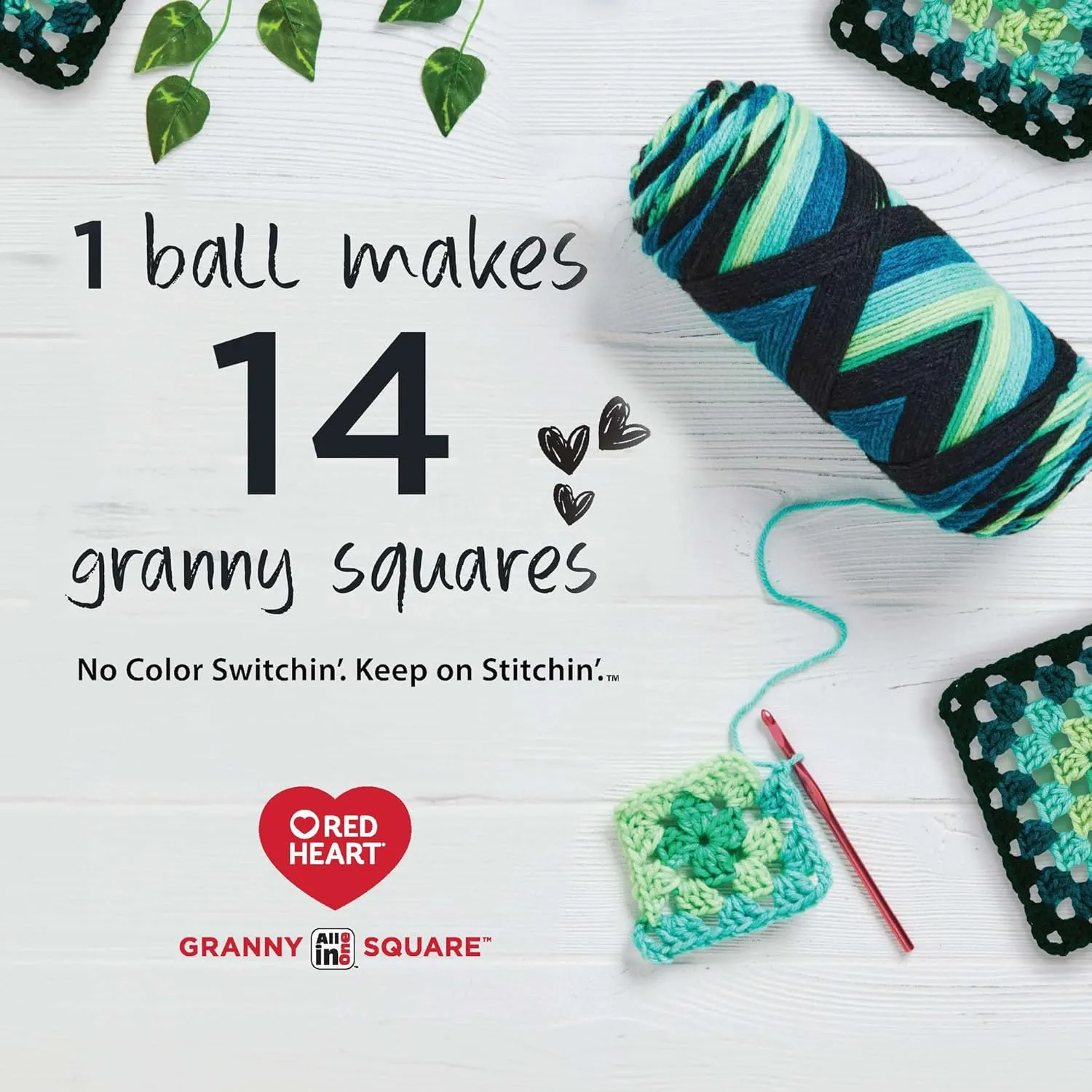 Red Heart All in ONE Granny Square Buttercup Blush Yarn - 3 Pack of 8.8oz/250g - 100% Acrylic - #4 Worsted (Medium) - 440 Yards - Knitting/Crochet