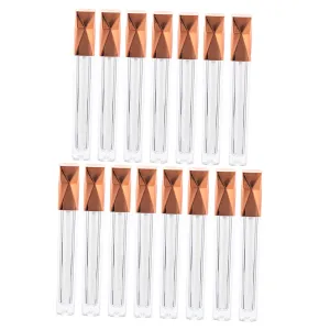 Refillable Empty Lip Gloss Containers 15pcs 5ml Plastic Lip Gloss Tubes Rose Gold Caps