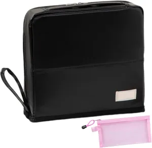 Relevanton Standing Makeup Bag Portable, Large Capacity, Multi-Purpose Large Capacity Oxford Cloth Standing Make Up Bag, Waterproof Cosmetic Toiletry Bag with 8 Compartments (Black - B)
