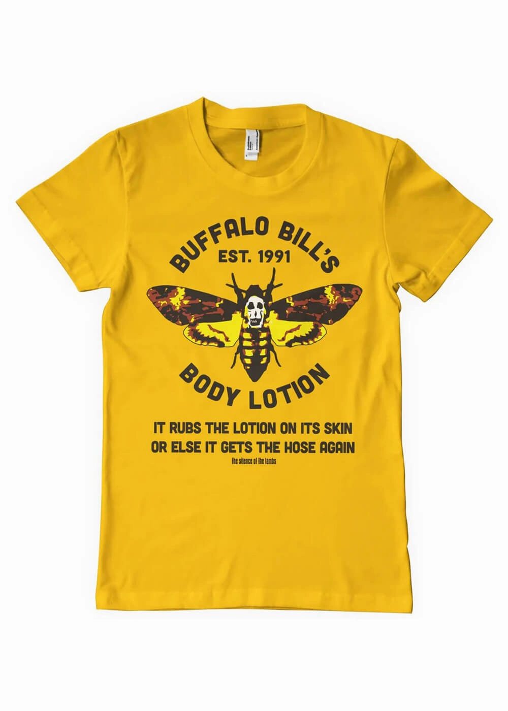 Retro Movies Silence Of The Lambs Buffalo Bill's Bodylotion T-Shirt in Gold