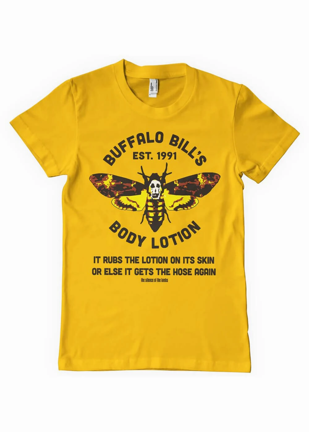 Retro Movies Silence Of The Lambs Buffalo Bill's Bodylotion T-Shirt in Gold