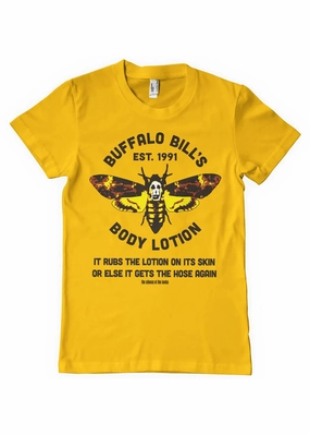 Retro Movies Silence Of The Lambs Buffalo Bill's Bodylotion T-Shirt in Gold
