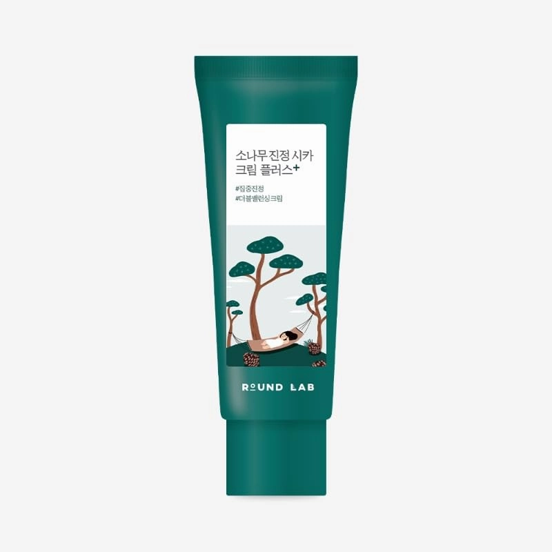 ROUND LAB Pine Cica Calming Cream Plus 60ml – Dual-Texture Soothing Cream for Blemish Care, Acne-Prone Skin Safe, Sebum & Oil Control, Intensive Calming, Strengthens Skin Barrier, Clear & Calm Finish