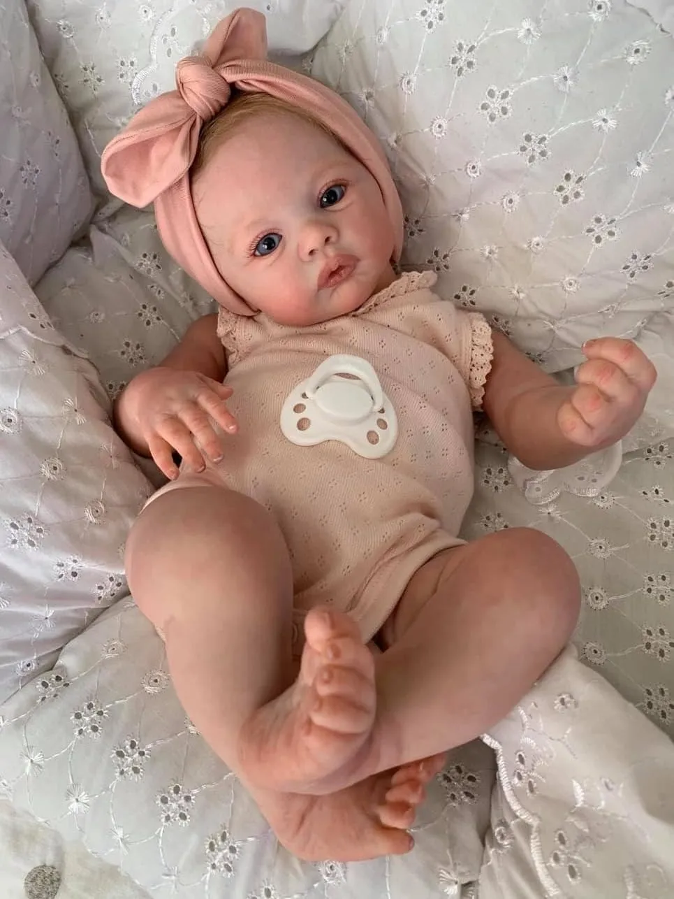 RXDOLL 18 Inch Lifelike Reborn Baby Dolls Similar Silicone Full Body Vinyl Girl Realistic Newborn Baby Dolls That Look Real Anatomically Correct Washable Toy Xmas Gifts