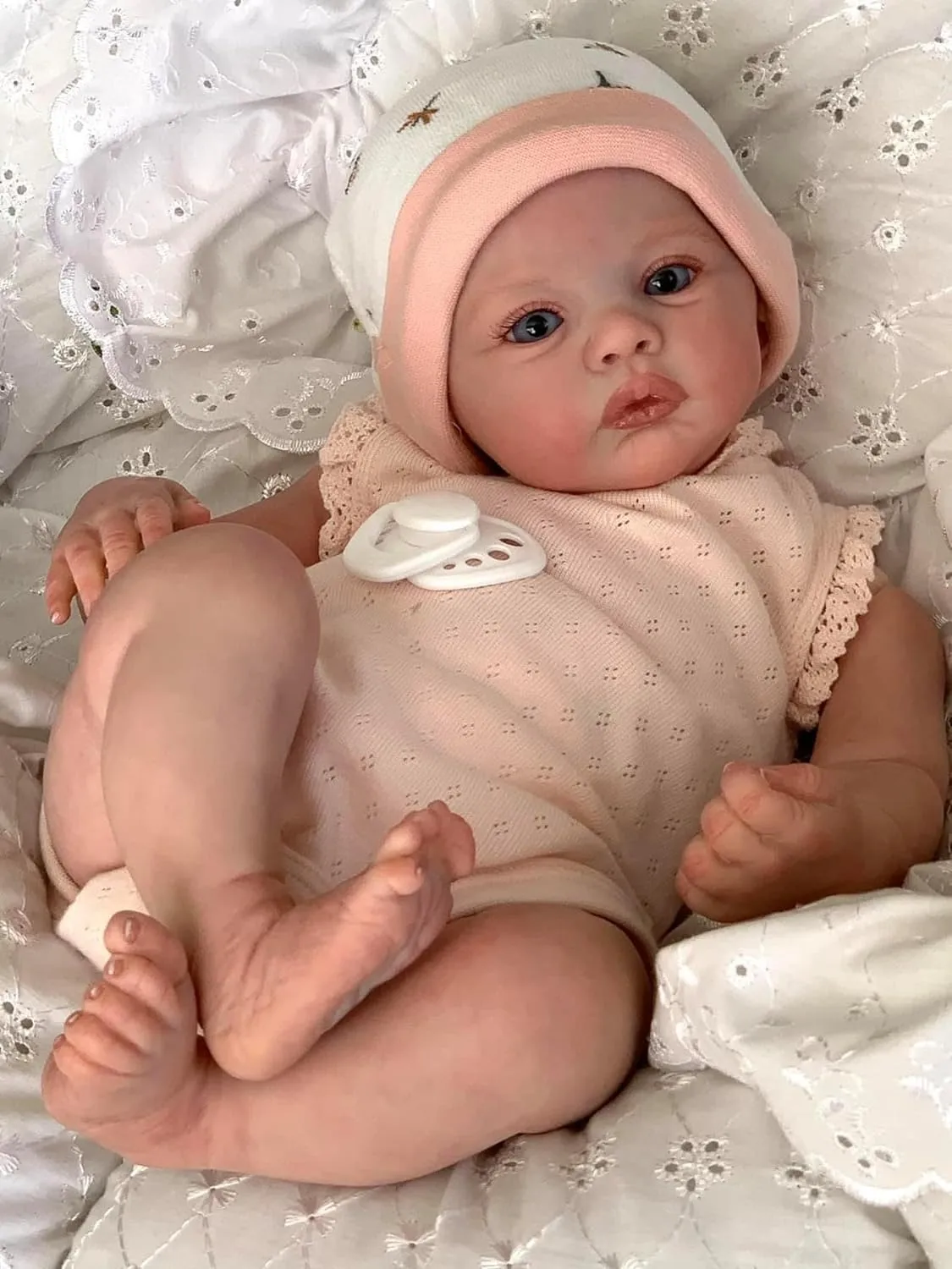 RXDOLL 18 Inch Lifelike Reborn Baby Dolls Similar Silicone Full Body Vinyl Girl Realistic Newborn Baby Dolls That Look Real Anatomically Correct Washable Toy Xmas Gifts