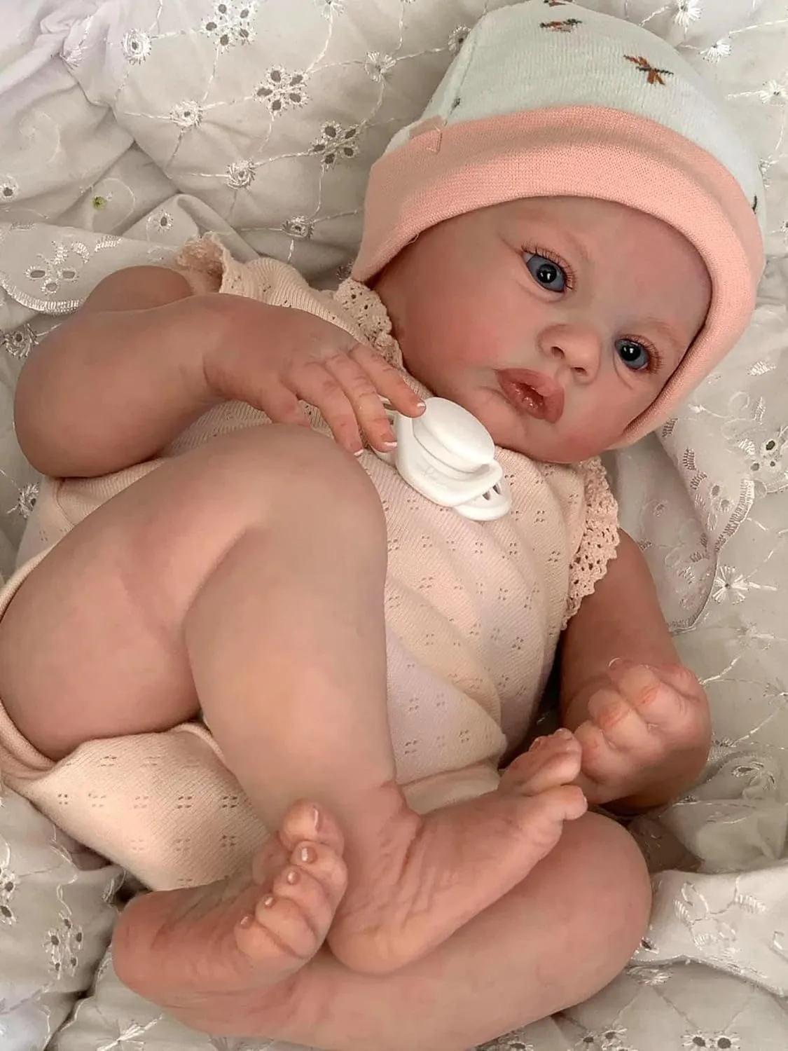 RXDOLL 18 Inch Lifelike Reborn Baby Dolls Similar Silicone Full Body Vinyl Girl Realistic Newborn Baby Dolls That Look Real Anatomically Correct Washable Toy Xmas Gifts