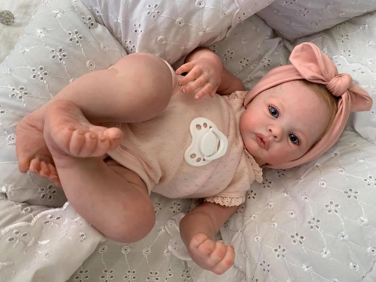 RXDOLL 18 Inch Lifelike Reborn Baby Dolls Similar Silicone Full Body Vinyl Girl Realistic Newborn Baby Dolls That Look Real Anatomically Correct Washable Toy Xmas Gifts