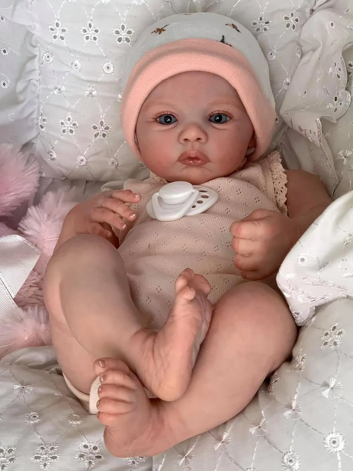 RXDOLL 18 Inch Lifelike Reborn Baby Dolls Similar Silicone Full Body Vinyl Girl Realistic Newborn Baby Dolls That Look Real Anatomically Correct Washable Toy Xmas Gifts
