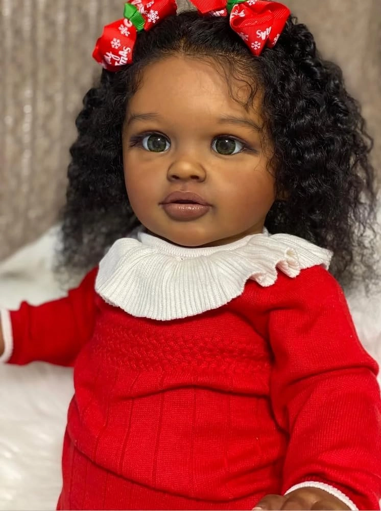 RXDOLL Big Size Reborn Baby Dolls Toddler Girl 26 Inch African American Reborn Toddler Black Dolls Girls Real Baby Doll Size with Soft Cloth Body Toys Gifts for Kids 3 
