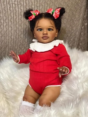 RXDOLL Big Size Reborn Baby Dolls Toddler Girl 26 Inch African American Reborn Toddler Black Dolls Girls Real Baby Doll Size with Soft Cloth Body Toys Gifts for Kids 3 