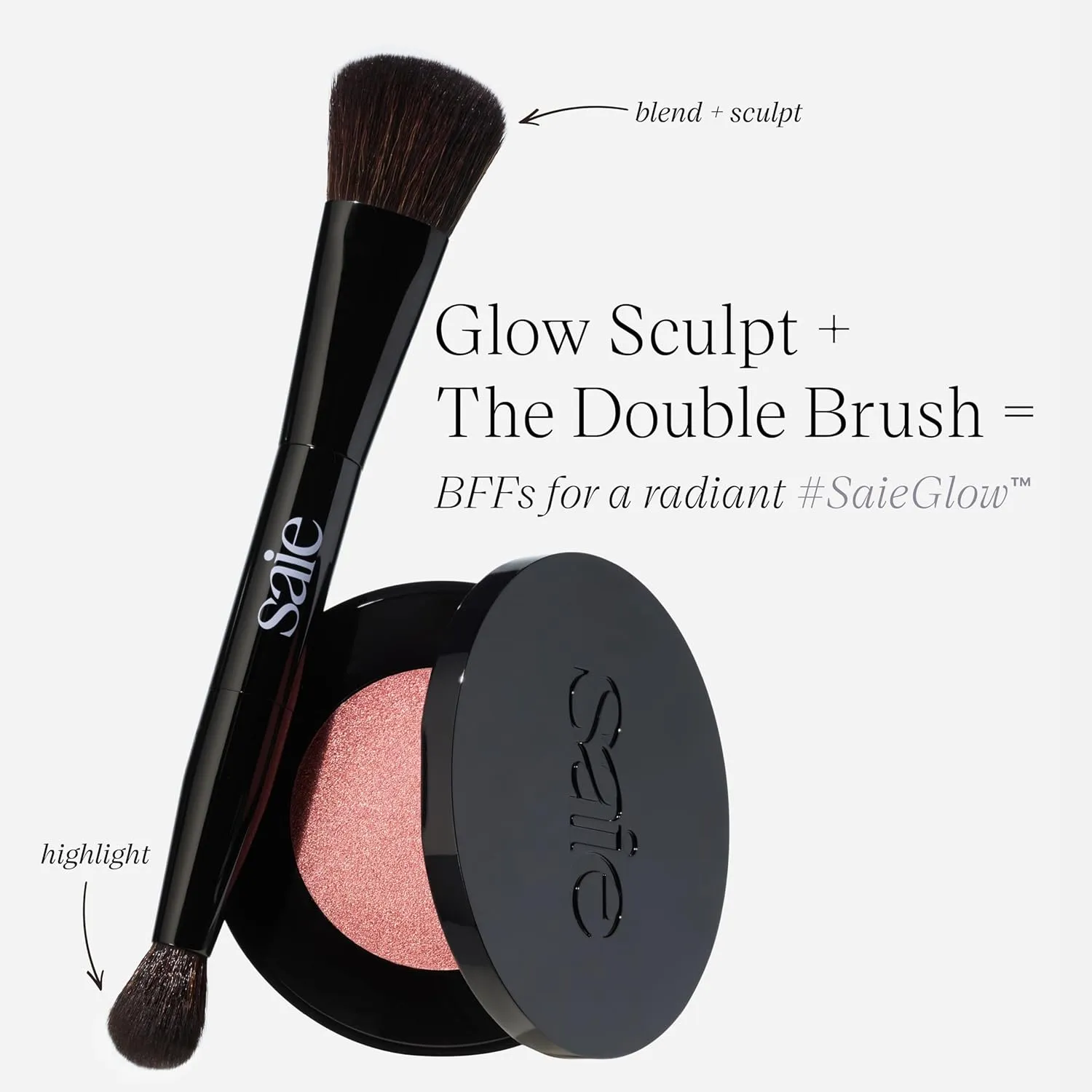 Saie Glow Sculpt Multi-Use Highlighter   Cream Blush - Lightweight with Hyaluronic Acid   Micropearl for Radiant, Glowing Skin - Bronzeglow (.02 oz)