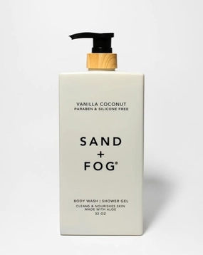 Sand & Fog, PREMIUM Body Wash/Shower Gel, Scent: VANILLA COCONUT (Paraben and Silicone Free) Cleans and Nourishes Skin, made with Aloe - 32oz PUMP