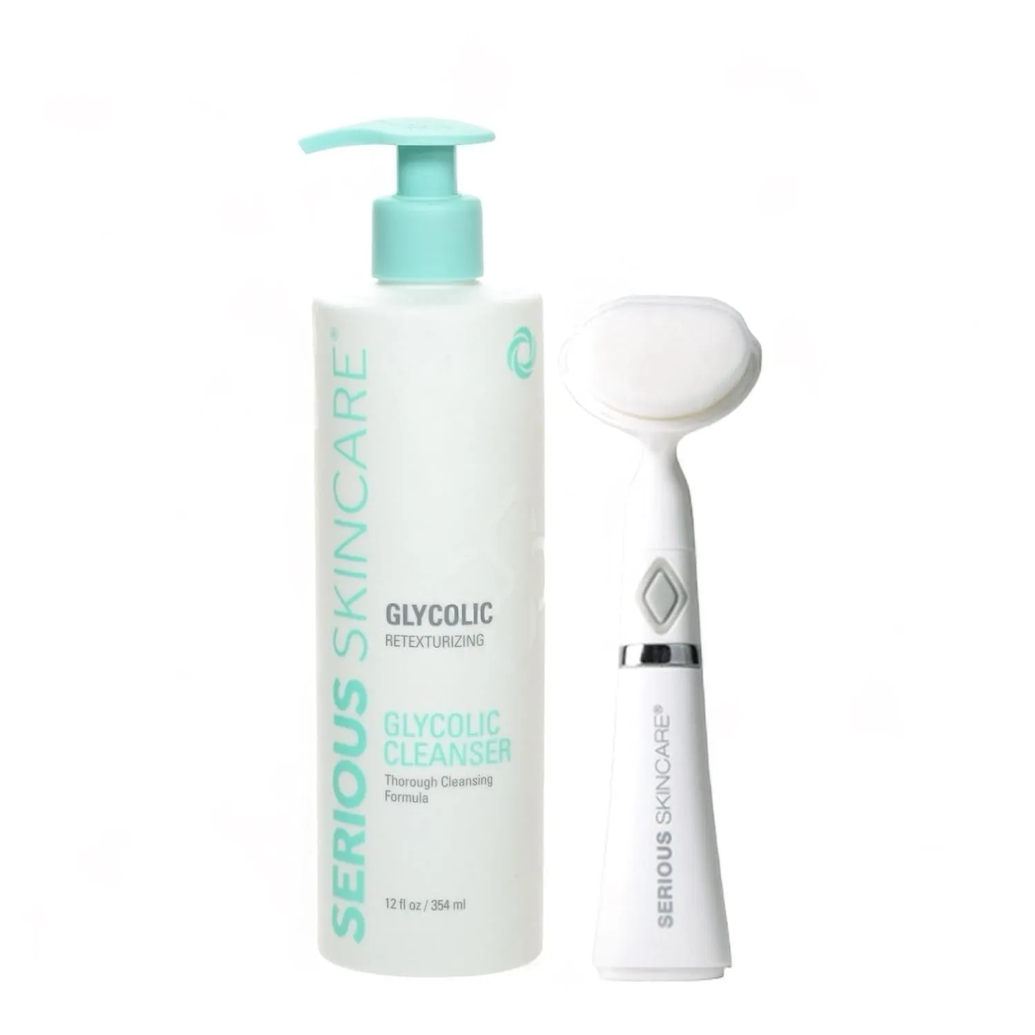 Serious Skincare Glycolic Facial Cleanser 12 oz.   Oscillating Facial Brush Cleansing Tool - Creamy Deep Pore Cleansing Formula - Glycolic Acid - Gentle - Oil Free Face Wash