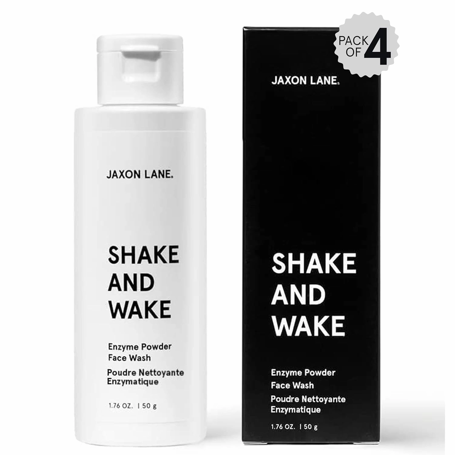 SHAKE AND WAKE Exfoliating Powder Face Wash w/Papaya Enzymes Powder, Aloe Vera, Vitamin C, Vitamin E, Niacinamide Serum, AHA | Anti Aging Deep Pore Cleanser & Acne Face Wash (4 Bottles)