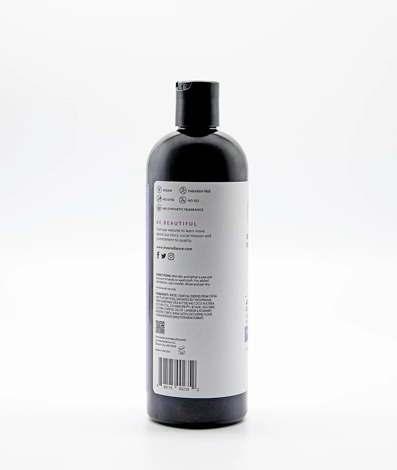 Shea Radiance African Black Soap Body Wash - Dry Skin, Eczema, Rashes, Blemish Cleanser | Lavender Rosemary (16 oz)