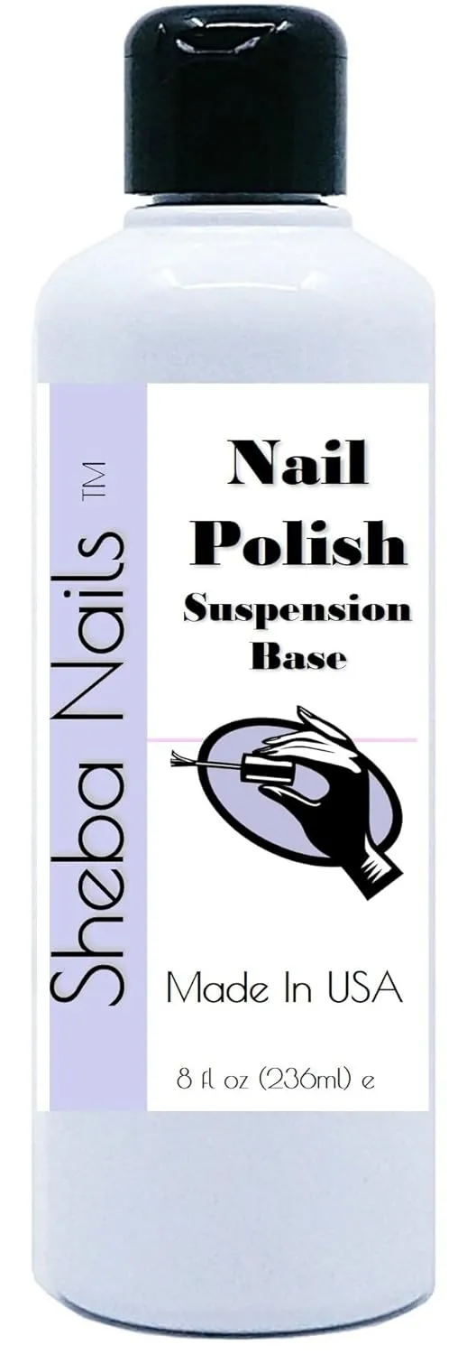 Sheba Nails Suspending Base 8oz - Vegan 10 Free - Make Your Own Nail Polish - Just Add Glitter or Pigment - DIY Base
