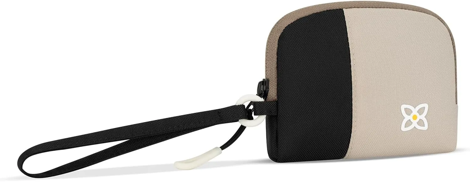 Sherpani Jolie, Lightweight Travel Pouch, Cosmetic Bag, Recycled Wristlet Bag, Toiletry Bag for Women (Con Leche, Small)
