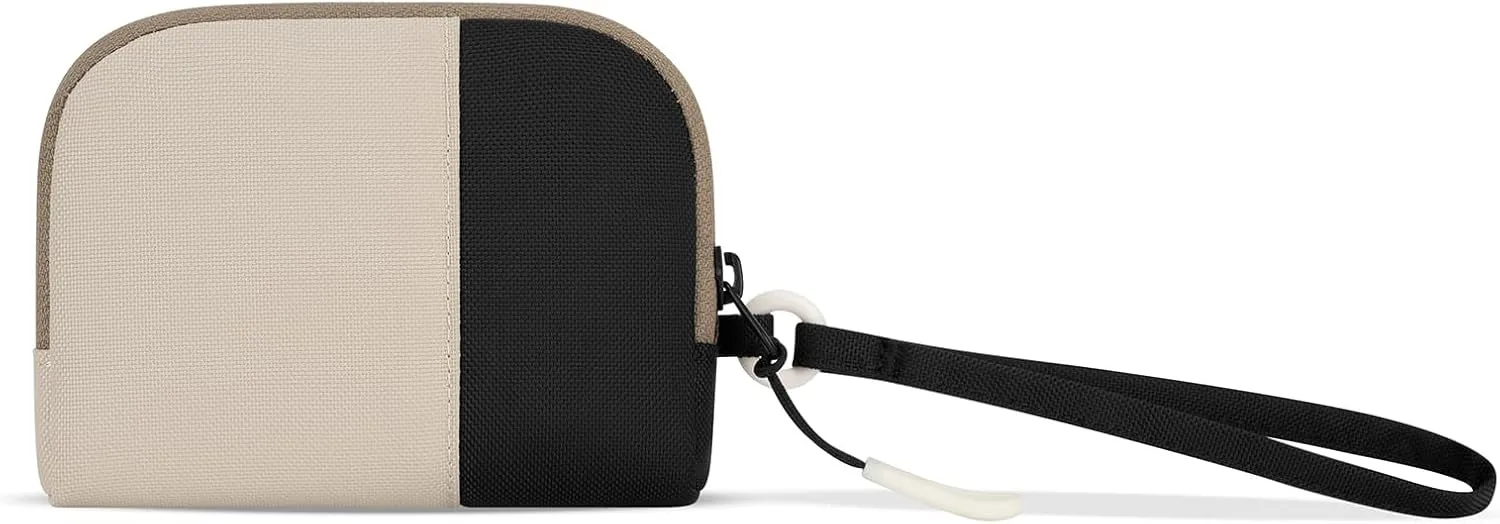 Sherpani Jolie, Lightweight Travel Pouch, Cosmetic Bag, Recycled Wristlet Bag, Toiletry Bag for Women (Con Leche, Small)