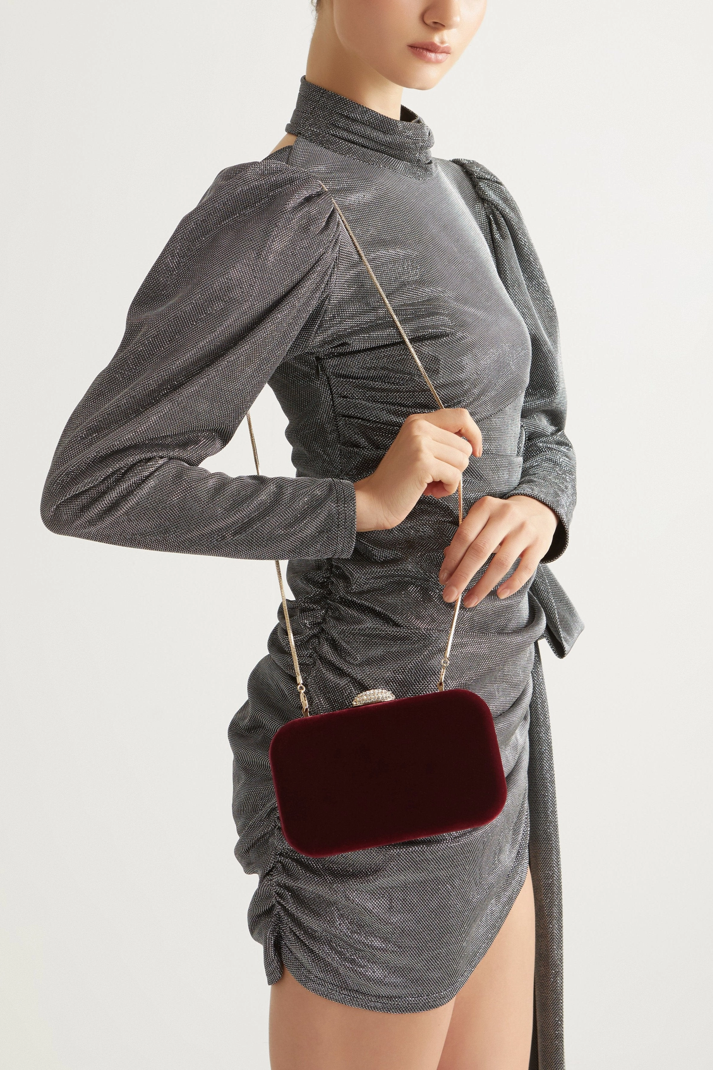 Sienna Velvet Clutch (Plum)