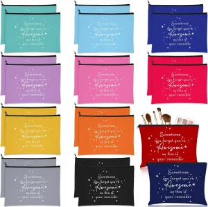 Sieral 24 Pcs Inspirational Makeup Bag Appreciation Nurse Gift for Women You're Awesome Cosmetic Bags Employee Motivational Gifts for Coworkers Teacher Mom Assistant Nurse(Bright Color)