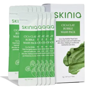 Skinia Cica Clay Bubble Wash - 10 Pack of Carbonated Clay Facial Cleanser - Bubble Skincare to Clear Pores - Korean Skin Care for Daily Use