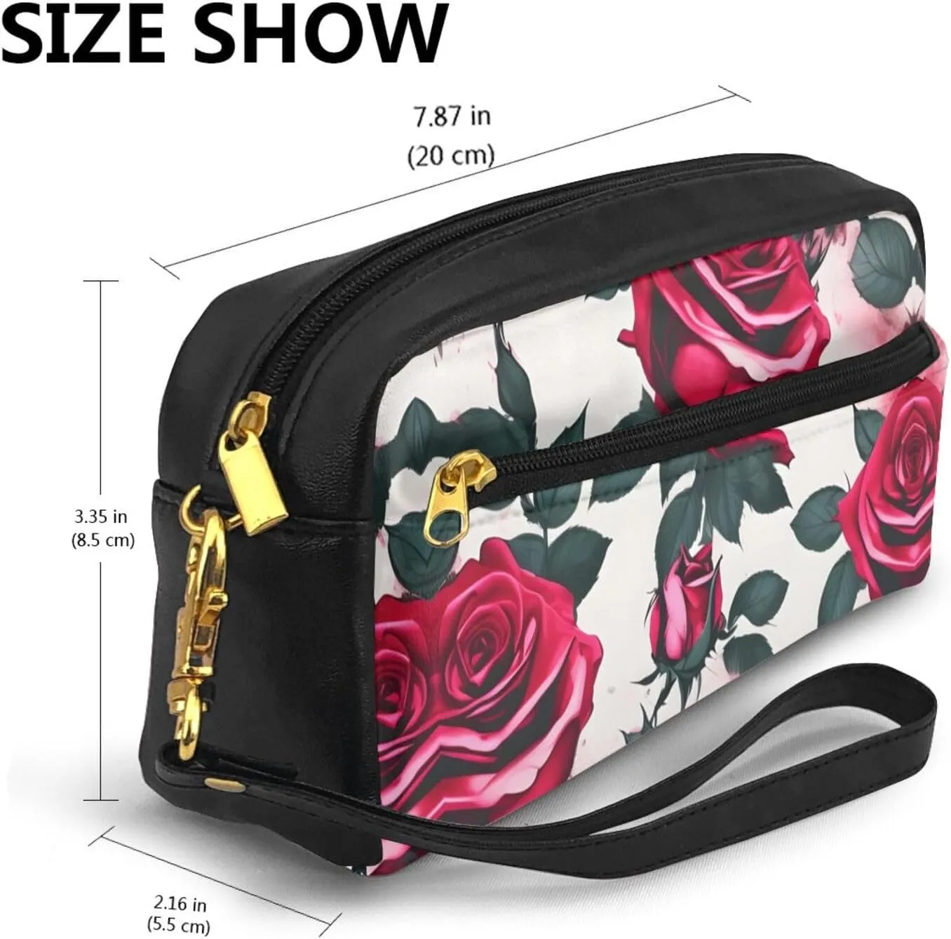 SSIMOO Blossoming Rose Flowers Print Travel Makeup Bag For On-The-Go Style For Storing Cosmetics And Beauty Essentials