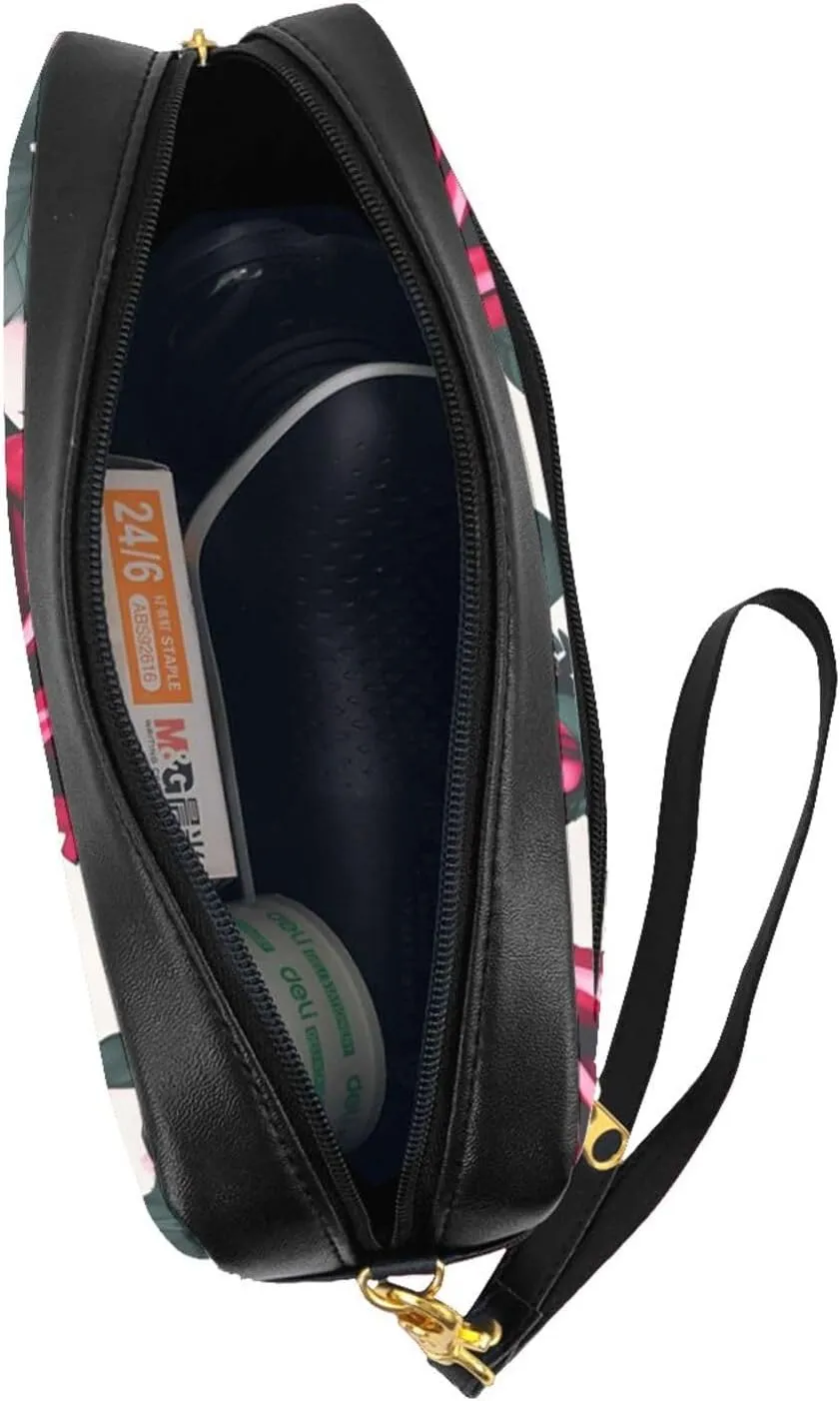 SSIMOO Blossoming Rose Flowers Print Travel Makeup Bag For On-The-Go Style For Storing Cosmetics And Beauty Essentials