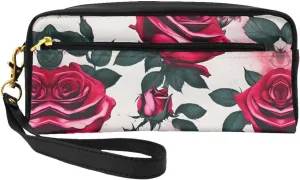 SSIMOO Blossoming Rose Flowers Print Travel Makeup Bag For On-The-Go Style For Storing Cosmetics And Beauty Essentials