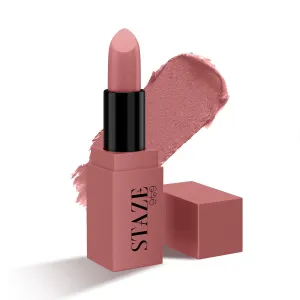 Stazee 9to9 Creme De La Matte Lipstick, Intense Color Payoff, Weightless Silky Formula, Smudgeproof & Transferproof, 12 Hrs Stay, Non-Drying Pigmented Lightweight 01 Sparkly Rose - 4.2 g