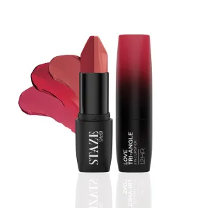Stazeel 9To9 Love Tri-Angle 3 In 1 Matte Lipstick |3 Unique Shades In 1 | Transfer-Proof | 12 H Longstay | Non Drying Formula With Intense Color Payoff | 03 Caramel Rose | 3.8 G