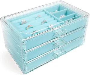 Storage Box Jewellery box storage box for jewellery women's jewellery box with 3/4 drawer used for rings earrings jewellery glasses storage box