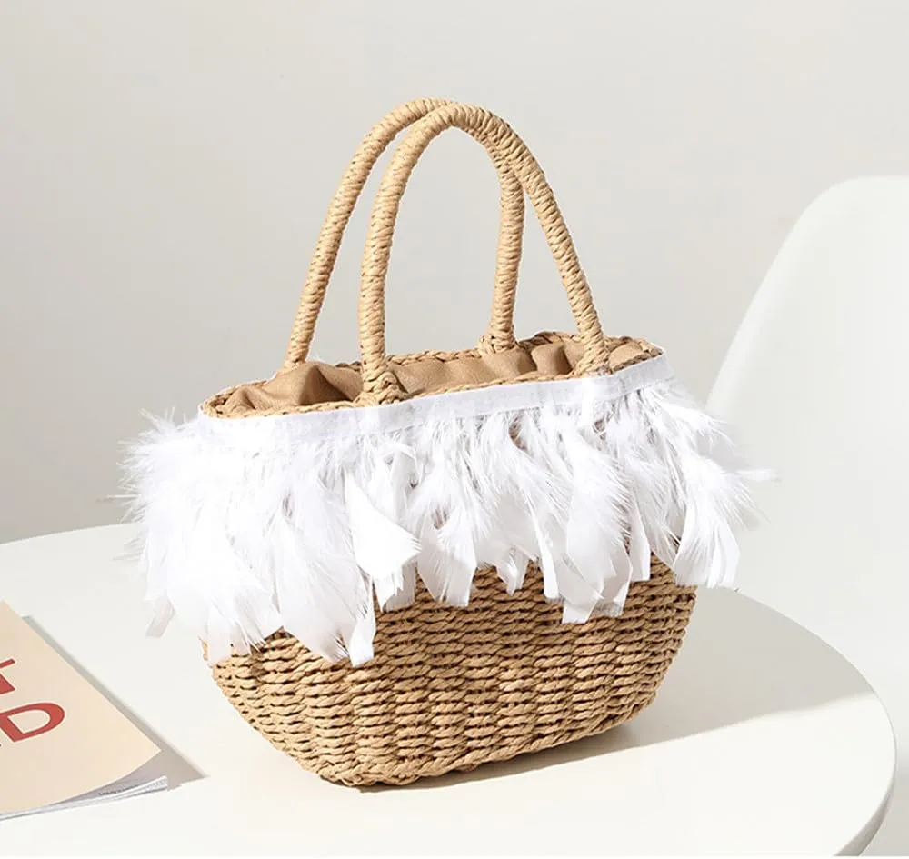Straw Tote Rattan Summer Purse Handbags Straw Bags for Summer Raffia Tote Beach Purse Shopping Vacation Holiday