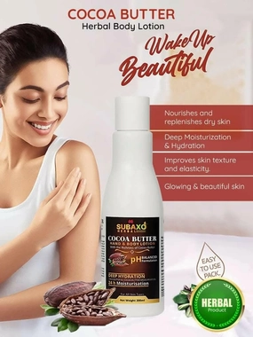 Subaxo Herbal Cocoa Butter & Honey Almond Hand & Body Lotion Combo (200ml each,Pack Of 2)