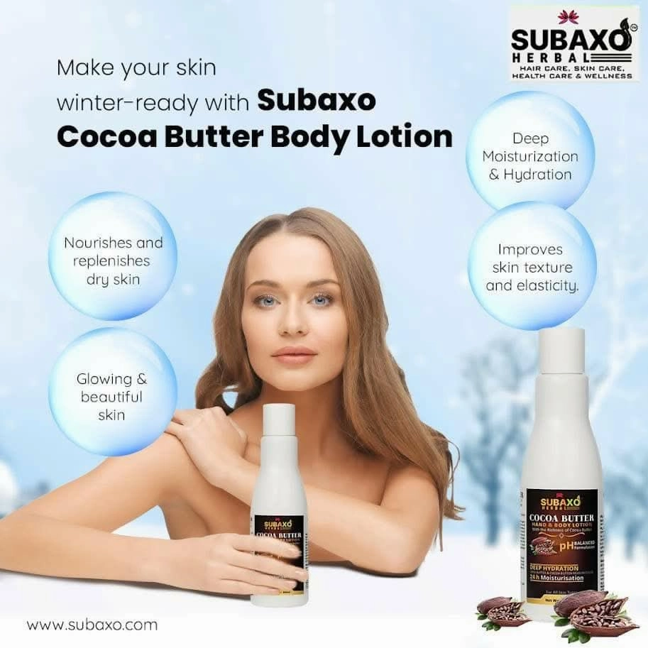 Subaxo Herbal Cocoa Butter & Honey Almond Hand & Body Lotion Combo (200ml each,Pack Of 2)