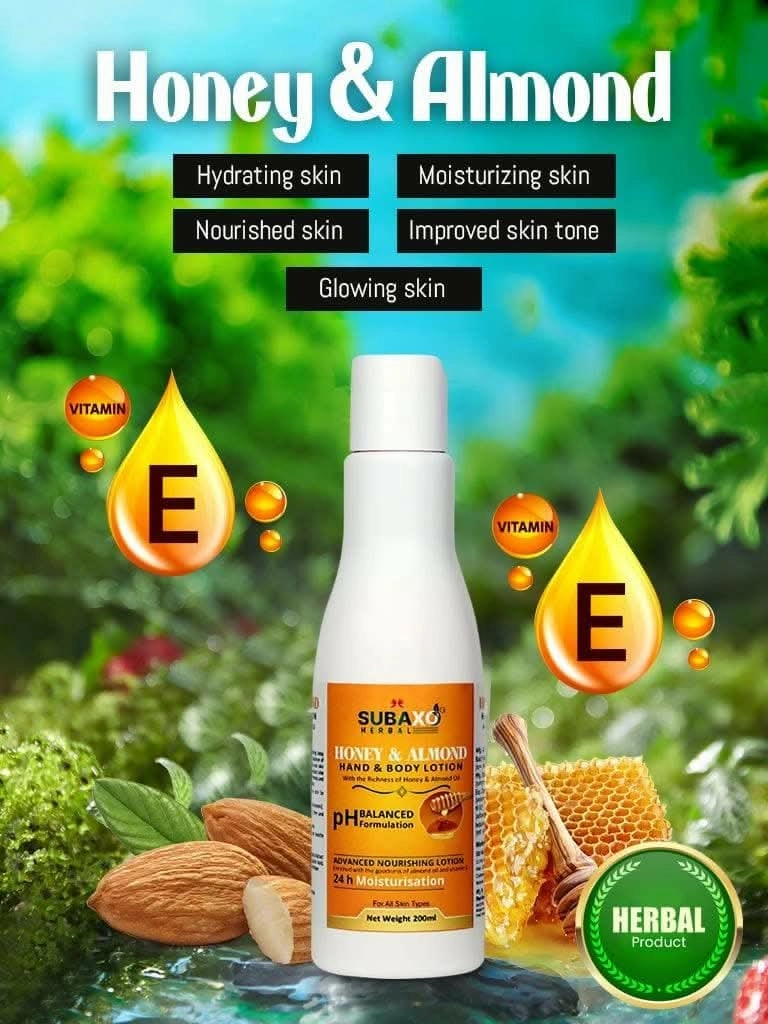 Subaxo Herbal Cocoa Butter & Honey Almond Hand & Body Lotion Combo (200ml each,Pack Of 2)