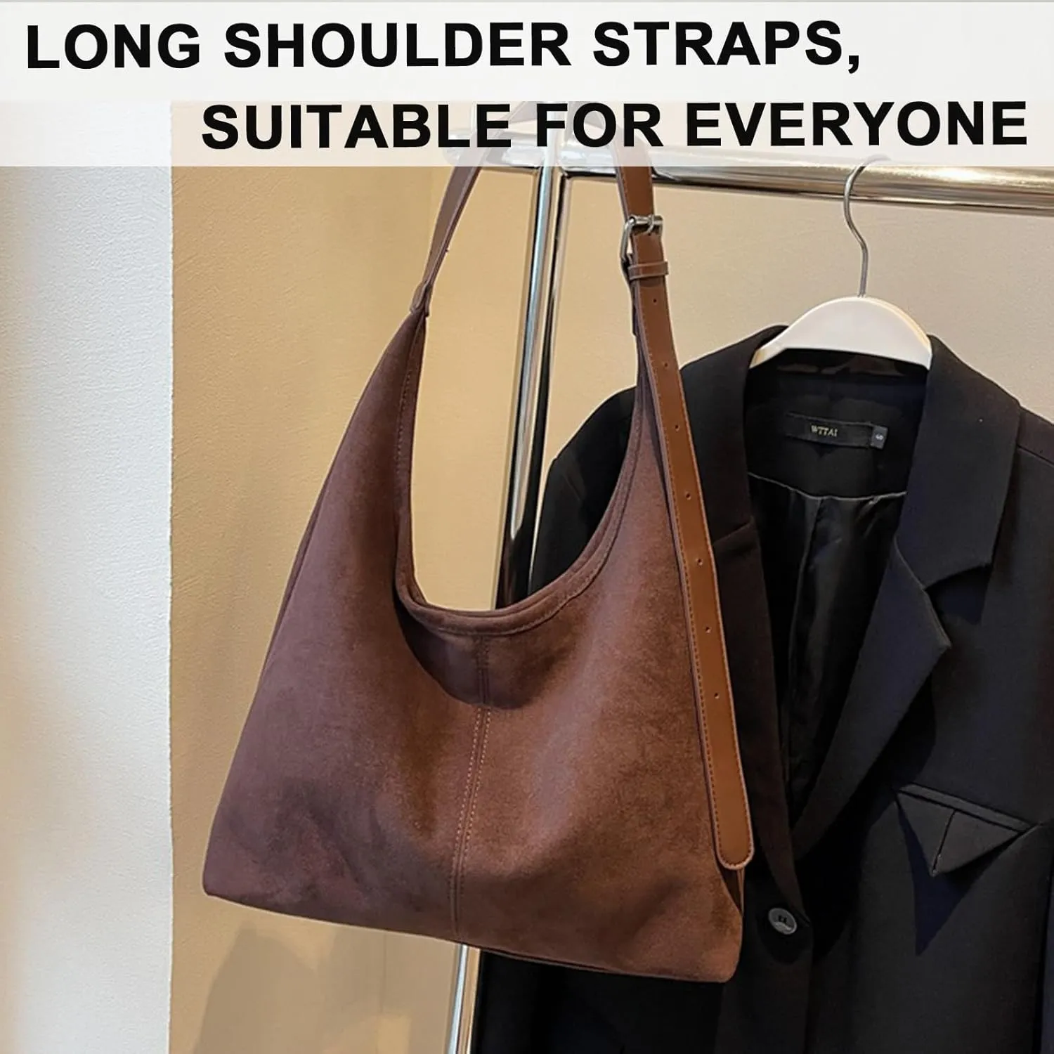 Suede Tote Bags for Women, Coffee Suede Tote Bag, Suede Shoulder Bag, Suede Handbags for Travel Shopping Work