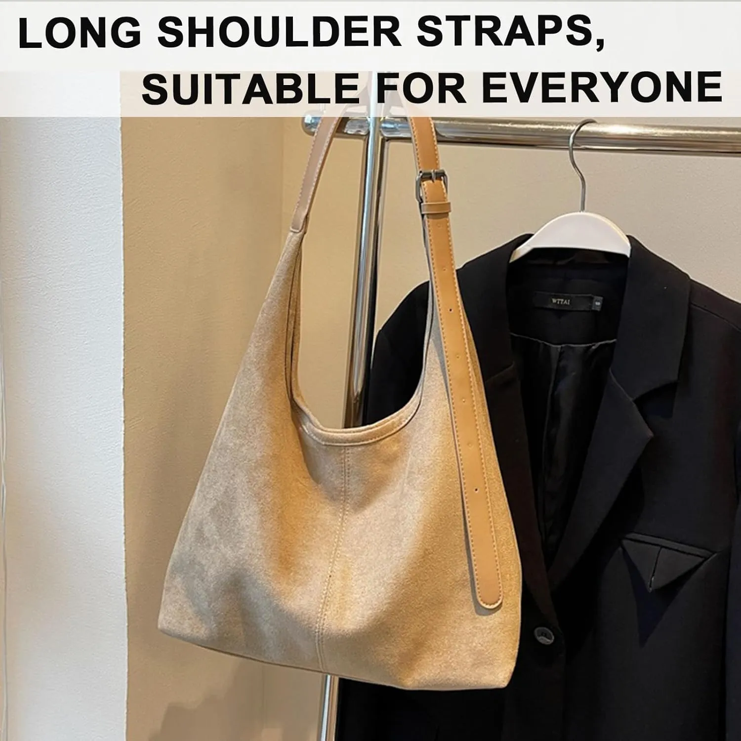 Suede Tote Bags for Women, Coffee Suede Tote Bag, Suede Shoulder Bag, Suede Handbags for Travel Shopping Work