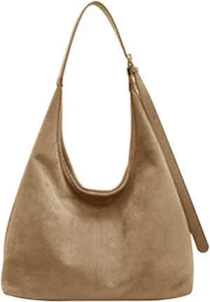 Suede Tote Bags for Women, Coffee Suede Tote Bag, Suede Shoulder Bag, Suede Handbags for Travel Shopping Work