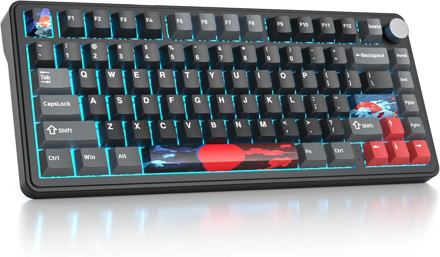 surmen M75 75% Wireless Creamy Keyboard with Gasket, Pre-lubed Triple Mode Bluetooth Mechanical Gaming Keyboard BT5.0/2.4Ghz/USB with Sound Absorbing Pads Hot-Swap(Shadow Red)