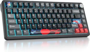surmen M75 75% Wireless Creamy Keyboard with Gasket, Pre-lubed Triple Mode Bluetooth Mechanical Gaming Keyboard BT5.0/2.4Ghz/USB with Sound Absorbing Pads Hot-Swap(Shadow Red)