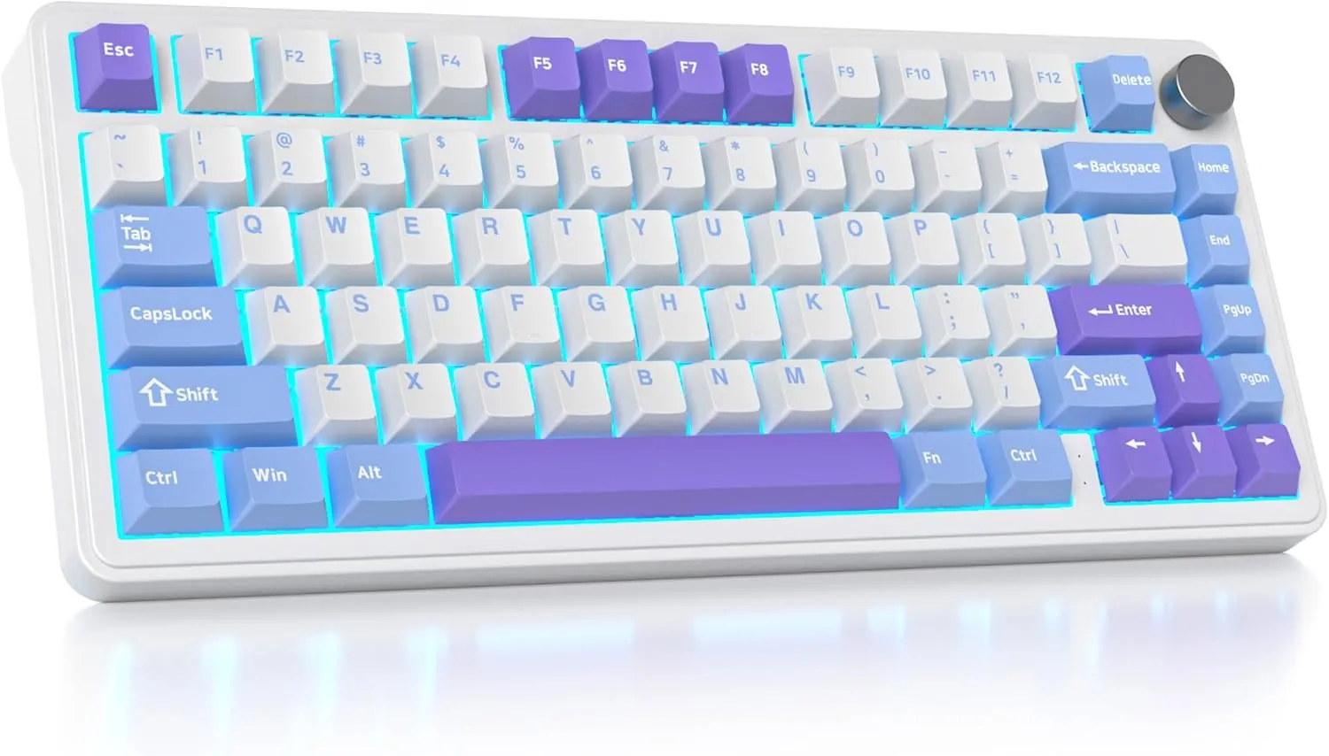surmen M75 75% Wireless Creamy Keyboard with Gasket, Pre-lubed Triple Mode Bluetooth Mechanical Gaming Keyboard BT5.0/2.4Ghz/USB with Sound Absorbing Pads Hot-Swap(Starlight White)