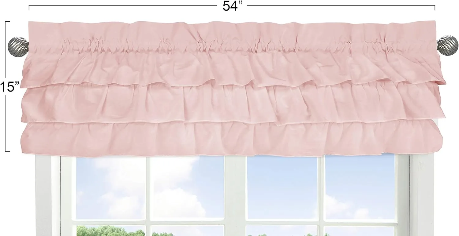 Sweet Jojo Designs Solid Color Blush Pink Shabby Chic Ruffle Window Treatment Valance for Harper Collection