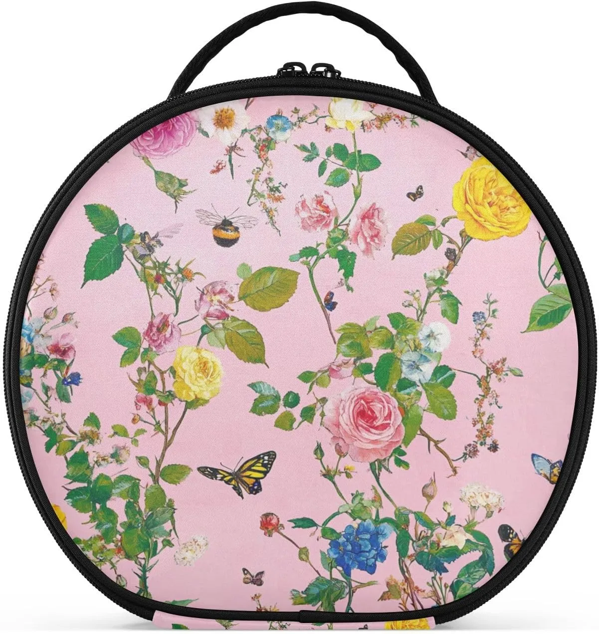 Sweet Rose Blush Toiletry Bag Travel-Size Accessories Portable Capacity Travel Cosmetic Bag with adjustable dividers 11 IN