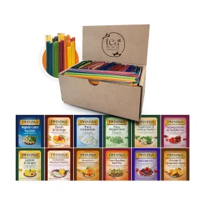 Tea Bunch Twinings 48 Tea Bags Herbal Variety Pack – 12 Herbal Flavors with 20 Honey Sticks, Perfect Tea Gift Set for Any Occasion