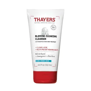 THAYERS Blemish Clearing Face Cleanser with 1.5% Salicylic Acid, Acne Treatment Face Wash, Soothing and Non-Stripping Skin Care, 4.4 Fl Oz