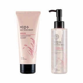 The Fa ce Sh op Double Cleanse Combo | Rice Water Bright Foaming Cleanser (150ml)   Rice Water Bright Light Cleansing Oil (150ml)