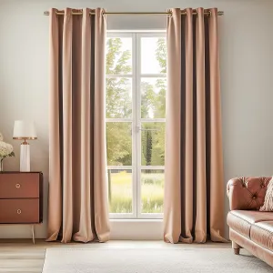 Topfinel Blush Beige Velvet Curtains Blackout Curtains 84 Inches Long,Room Darkening Thermal Insulated Soundproof Modern Nursery Grommet Crushed Velvet Drapes for Bedroom 2 Panels