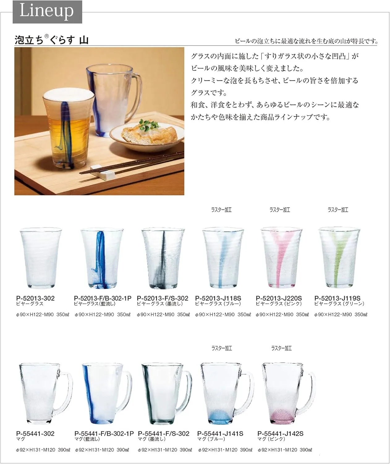 Toyo Sasaki Glass P-52013-302 Foaming Glass Mountain Beer Glass, Translucent, 1 Piece