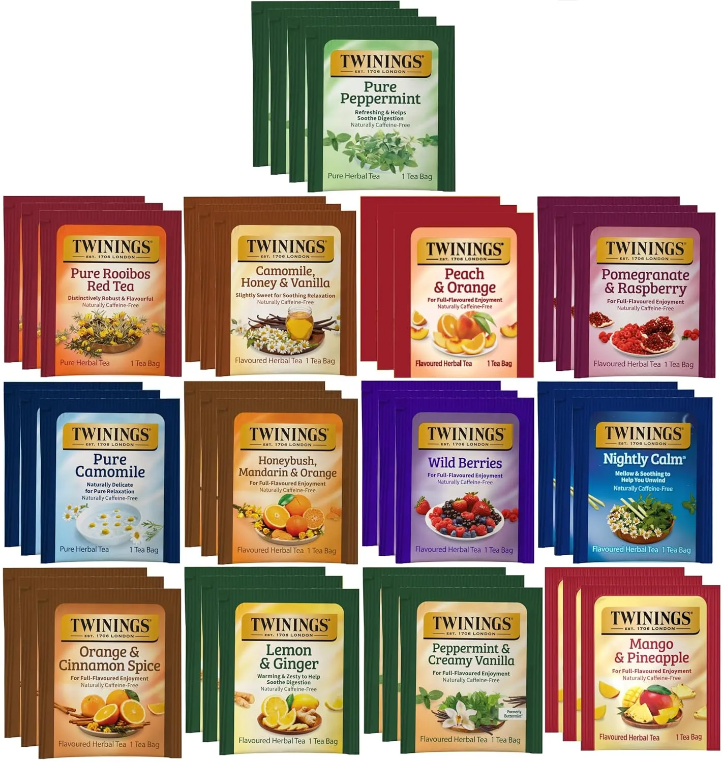 Twinings Herbal Variety Gift Box, Naturally Caffeine-Free (Pack of 40) 13 Flavors – Perfect Gourmet Gift Set