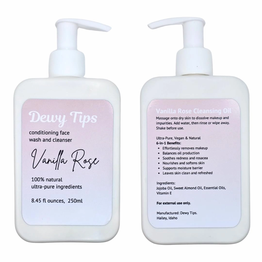 Vanilla Rose Face Cleansing Oil and Makeup Remover All Natural Moisturizing 8.45 fl.oz